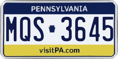 PA license plate MQS3645