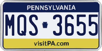 PA license plate MQS3655