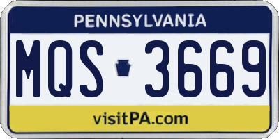PA license plate MQS3669
