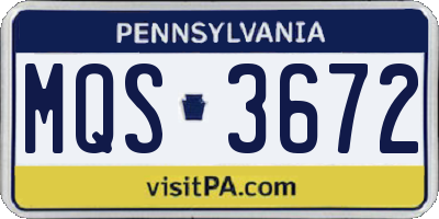 PA license plate MQS3672