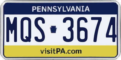 PA license plate MQS3674