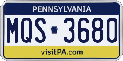 PA license plate MQS3680