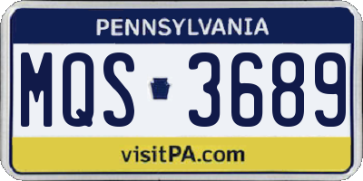 PA license plate MQS3689