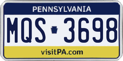 PA license plate MQS3698