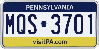 PA license plate MQS3701