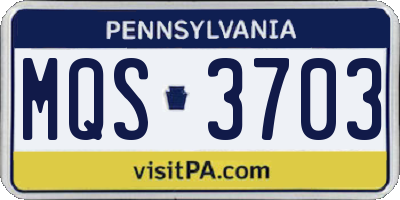 PA license plate MQS3703