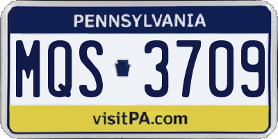 PA license plate MQS3709