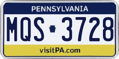 PA license plate MQS3728