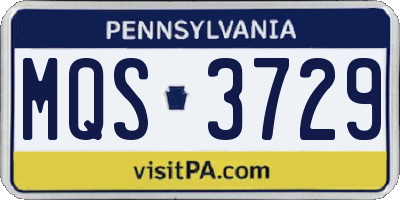 PA license plate MQS3729