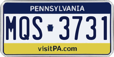 PA license plate MQS3731