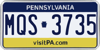 PA license plate MQS3735