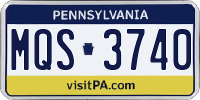 PA license plate MQS3740