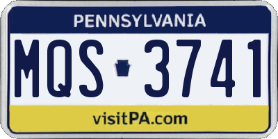 PA license plate MQS3741