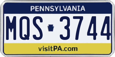 PA license plate MQS3744