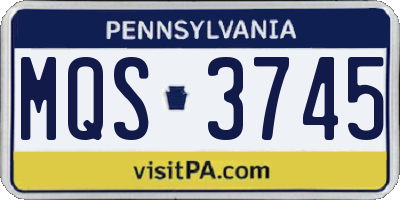 PA license plate MQS3745