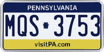PA license plate MQS3753