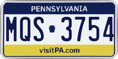 PA license plate MQS3754