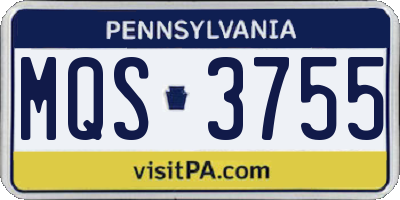 PA license plate MQS3755