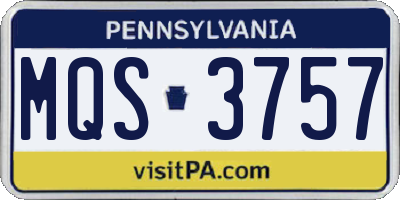 PA license plate MQS3757