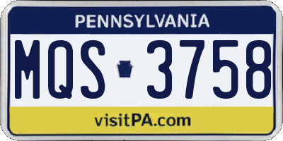 PA license plate MQS3758