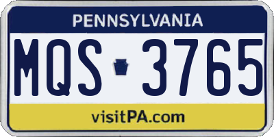 PA license plate MQS3765