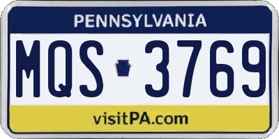 PA license plate MQS3769