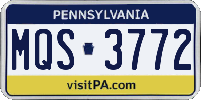 PA license plate MQS3772