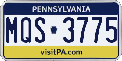 PA license plate MQS3775