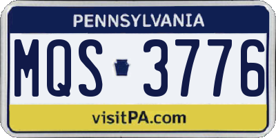 PA license plate MQS3776