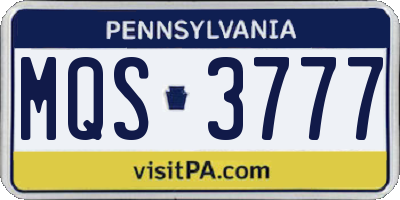 PA license plate MQS3777