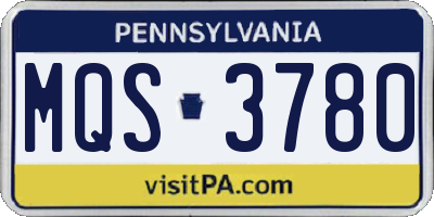 PA license plate MQS3780