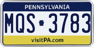 PA license plate MQS3783