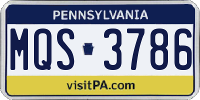 PA license plate MQS3786