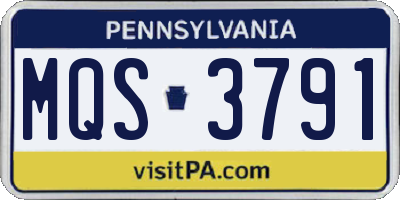 PA license plate MQS3791