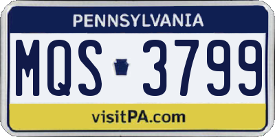 PA license plate MQS3799