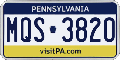 PA license plate MQS3820