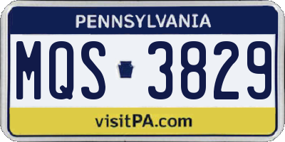 PA license plate MQS3829