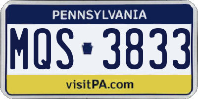 PA license plate MQS3833