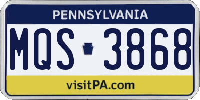 PA license plate MQS3868