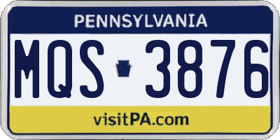 PA license plate MQS3876
