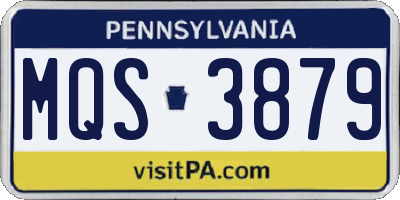 PA license plate MQS3879