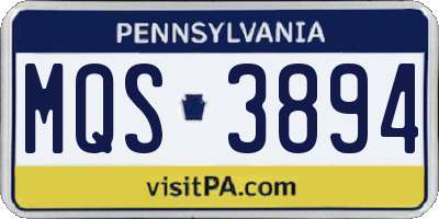 PA license plate MQS3894