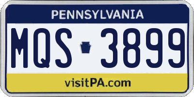 PA license plate MQS3899