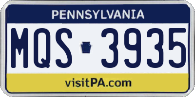 PA license plate MQS3935