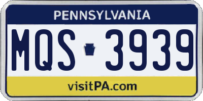 PA license plate MQS3939
