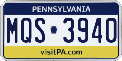PA license plate MQS3940