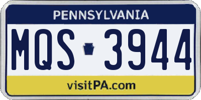PA license plate MQS3944