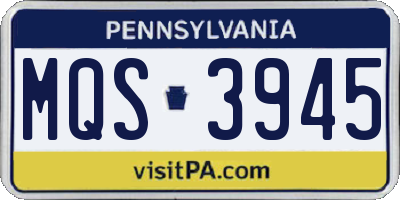 PA license plate MQS3945