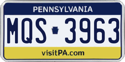 PA license plate MQS3963