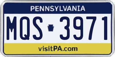 PA license plate MQS3971